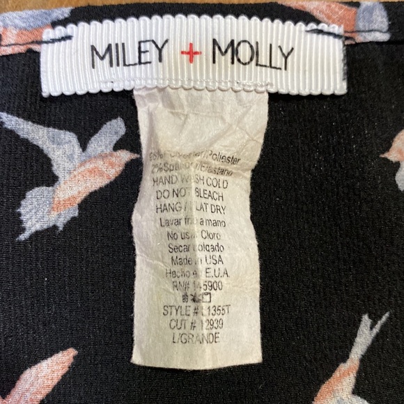 MILEY + MOLLY black tank with birds size Large - Picture 5 of 6